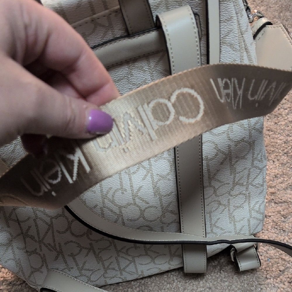 Calvin Klein Monogram Cream Backpack - Picture 4 of 4
